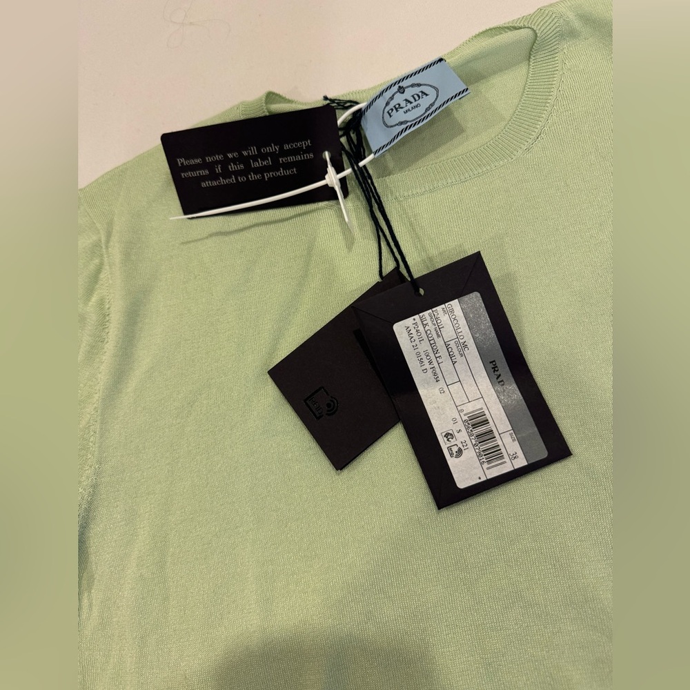 Prada Silk and Cotton Sweater size 38 Acqua $1120